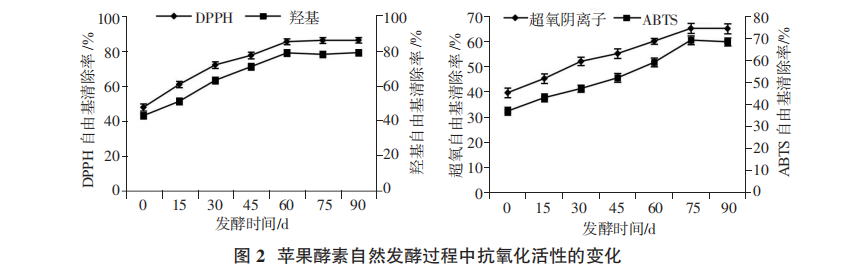 自然发酵苹果酵素理化指标和抗氧化活性动态分析